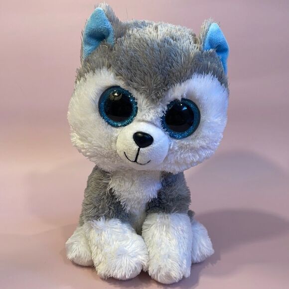 Ty Original Beanie Boos Slush the White and Grey Husky Dog 11” tall Excellent … - Picture 1 of 7